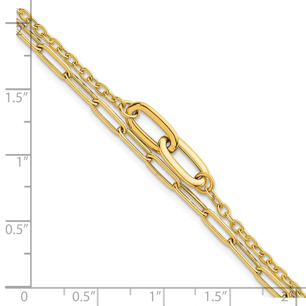 14k Polished Paperclip Double Strand 7.5in Bracelet