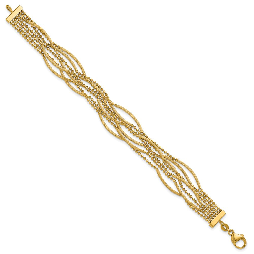 14k Polished and Textured Multi Strand 7.25in Bracelet