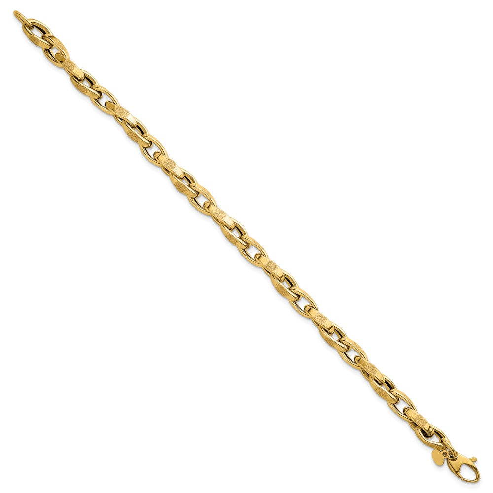 14k Polished Fancy Textured Open Link Bracelet