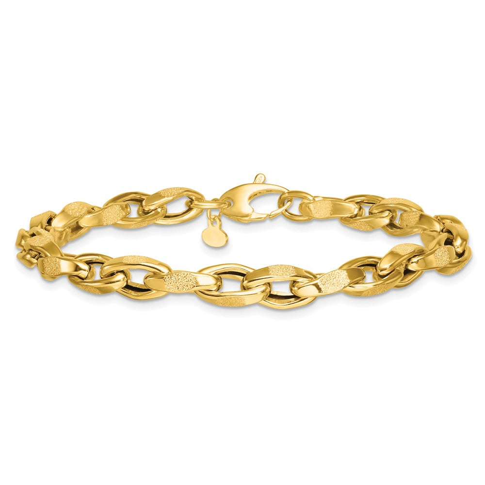 14k Polished Fancy Textured Open Link Bracelet