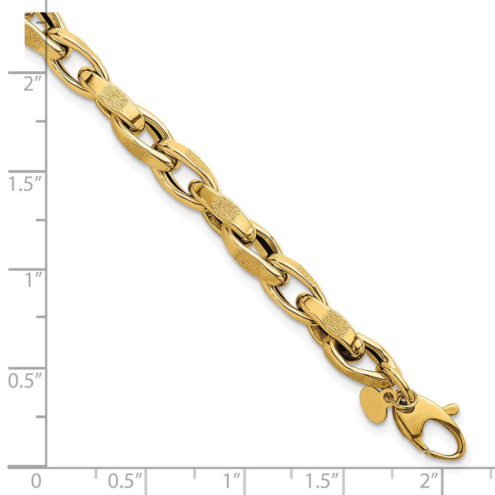 14k Polished Fancy Textured Open Link Bracelet