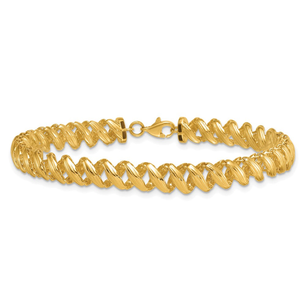 14k Polished Open Spiral Link 7.5in Bracelet