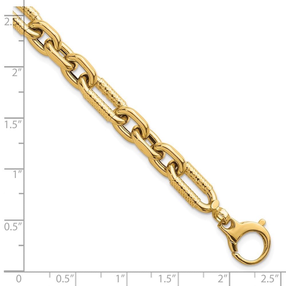 14k Polished 7.5in Diamond-cut Fancy Link Bracelet