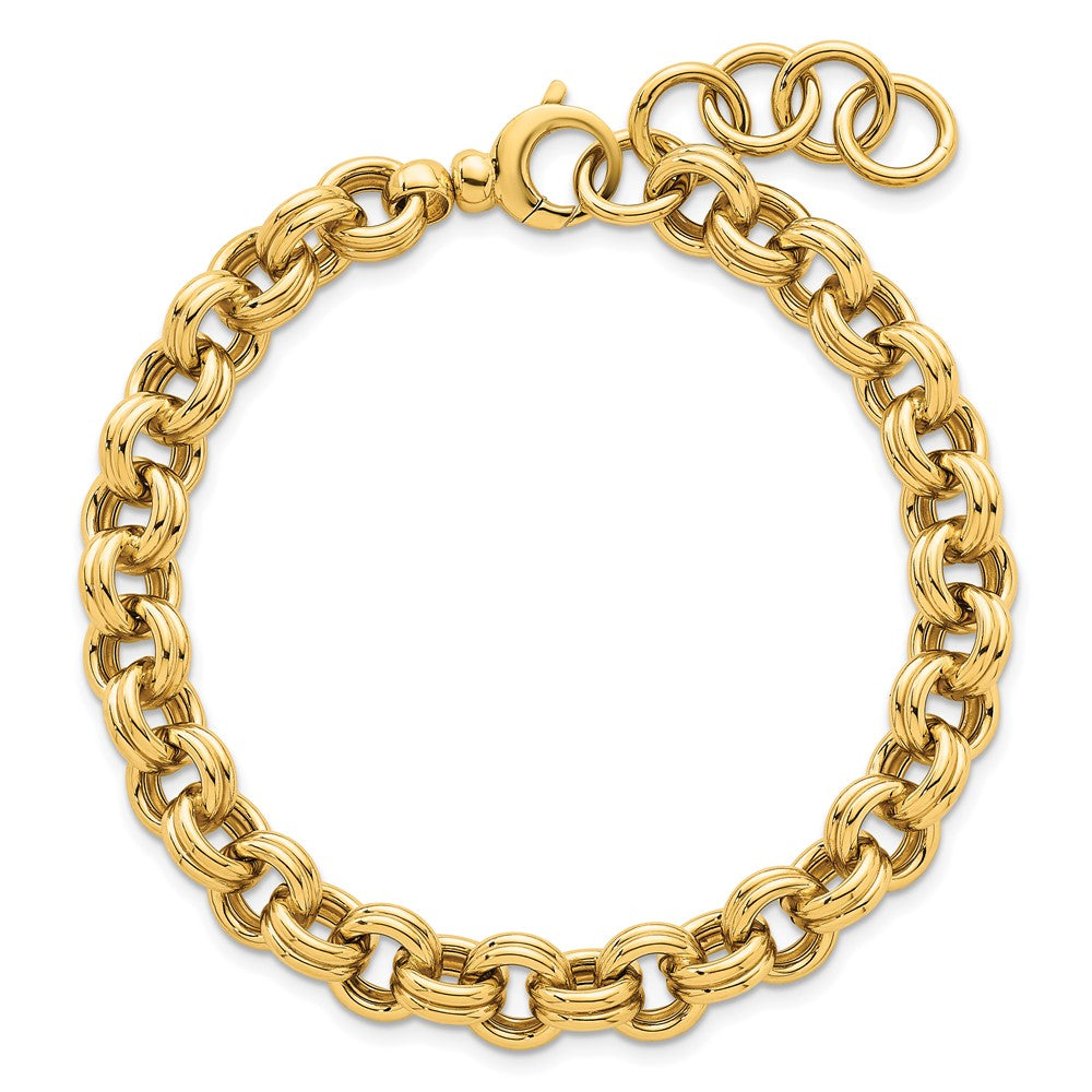14k Polished Open Link 7.5in w/.75in ext. Bracelet