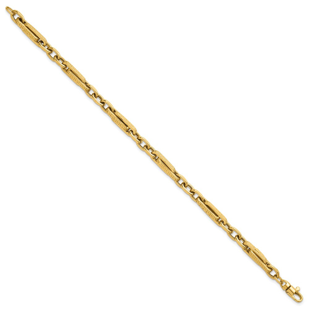 14k Polished & Textured Greek Key Design 7.75 in Bracelet