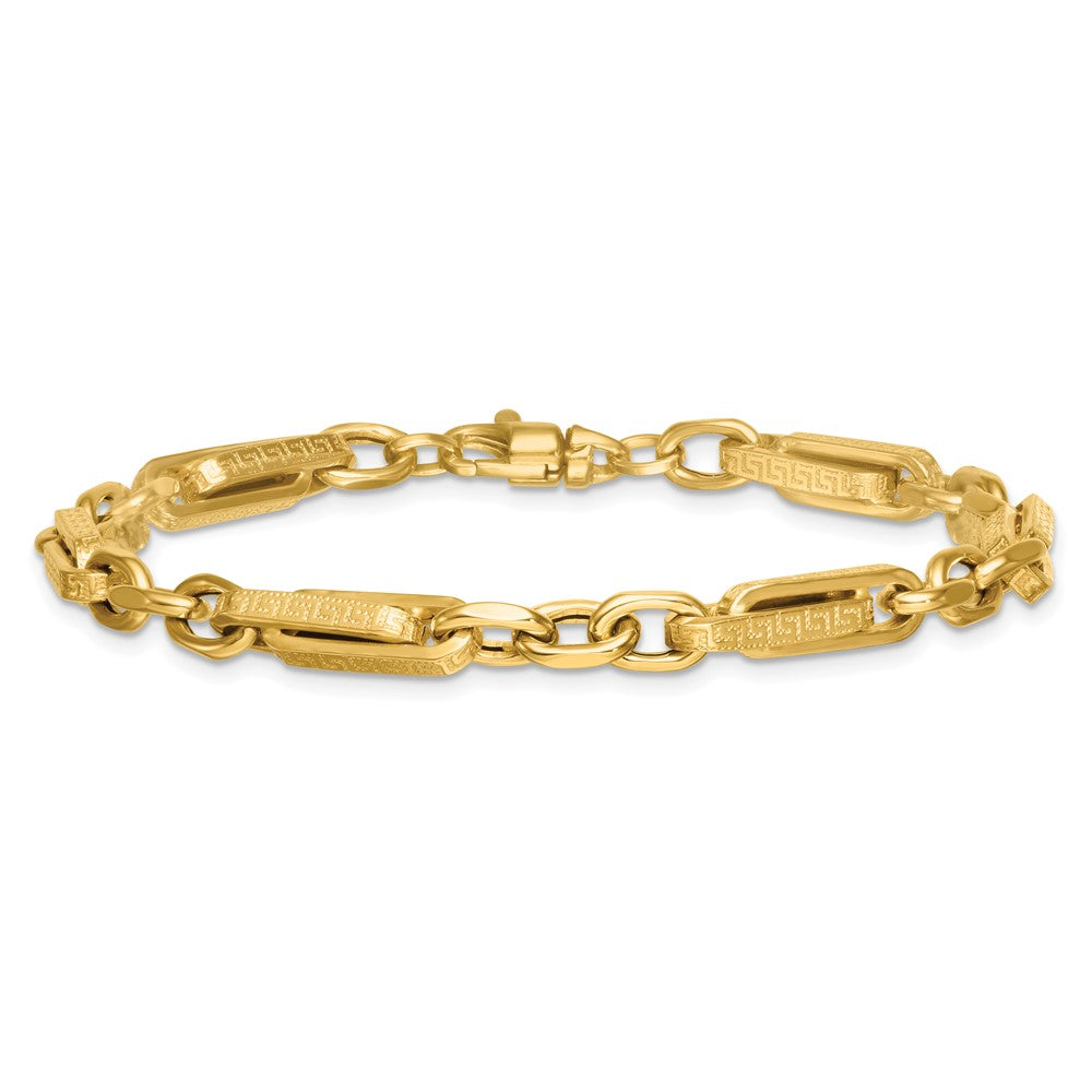 14k Polished & Textured Greek Key Design 7.75 in Bracelet