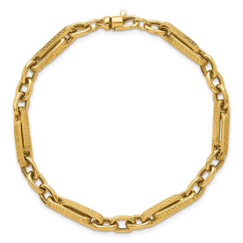 14k Polished & Textured Greek Key Design 7.75 in Bracelet