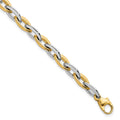 14k Two Tone Polished Oval Link 7mm Bracelet