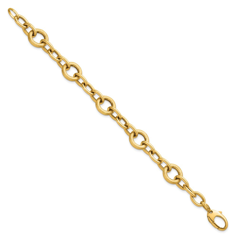 14K Polished and Brushed 7.5in Fancy Link Bracelet