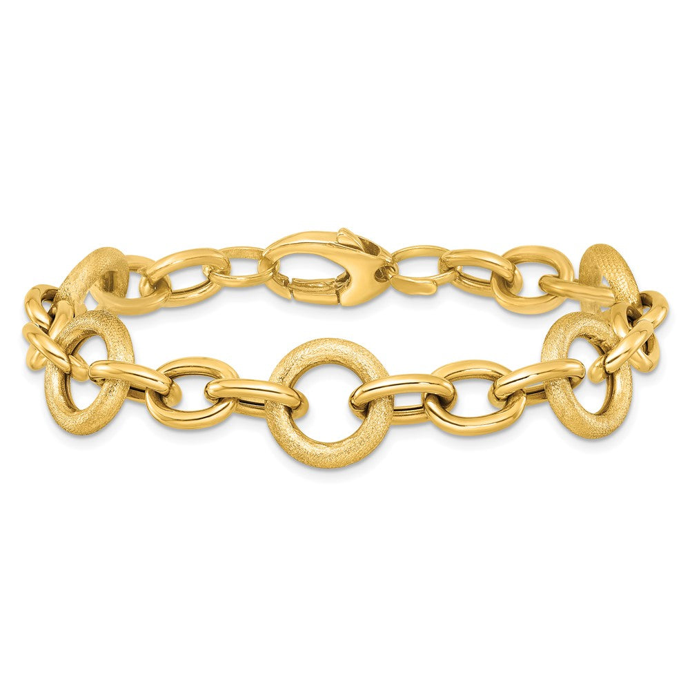 14K Polished and Brushed 7.5in Fancy Link Bracelet