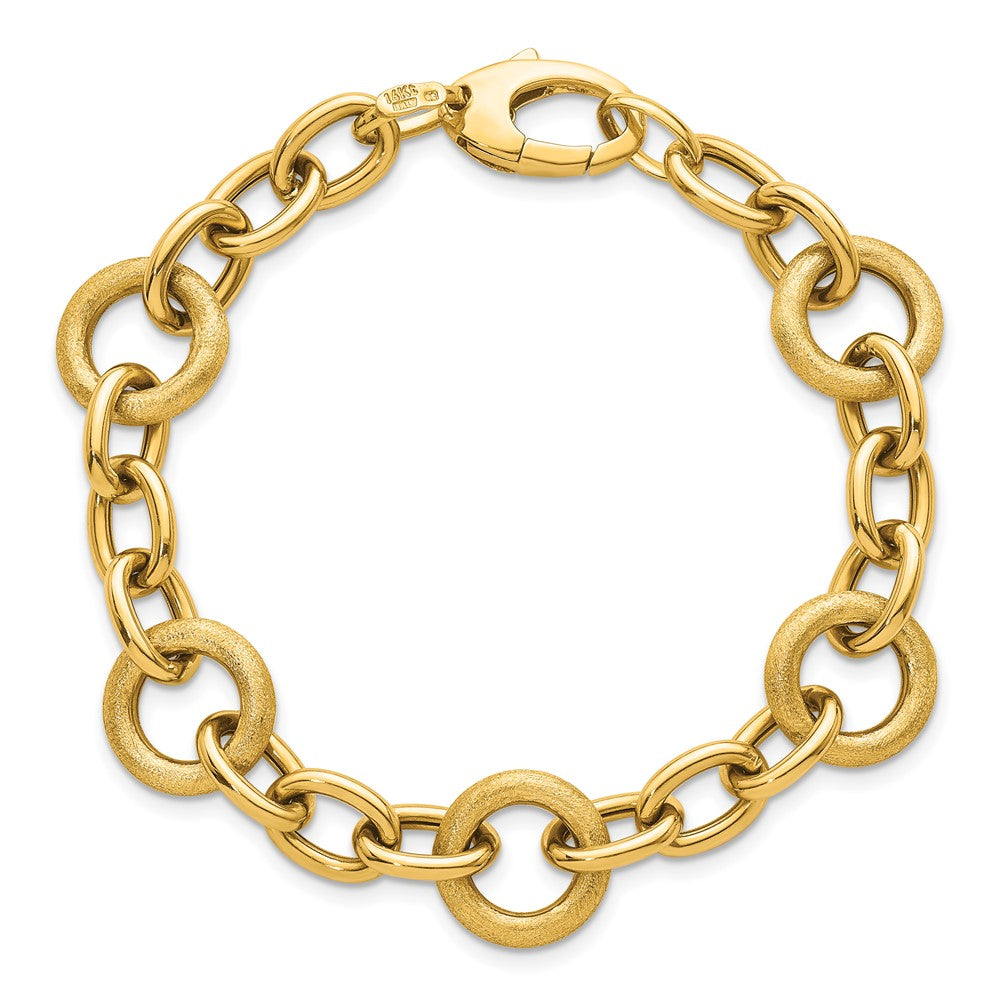 14K Polished and Brushed 7.5in Fancy Link Bracelet