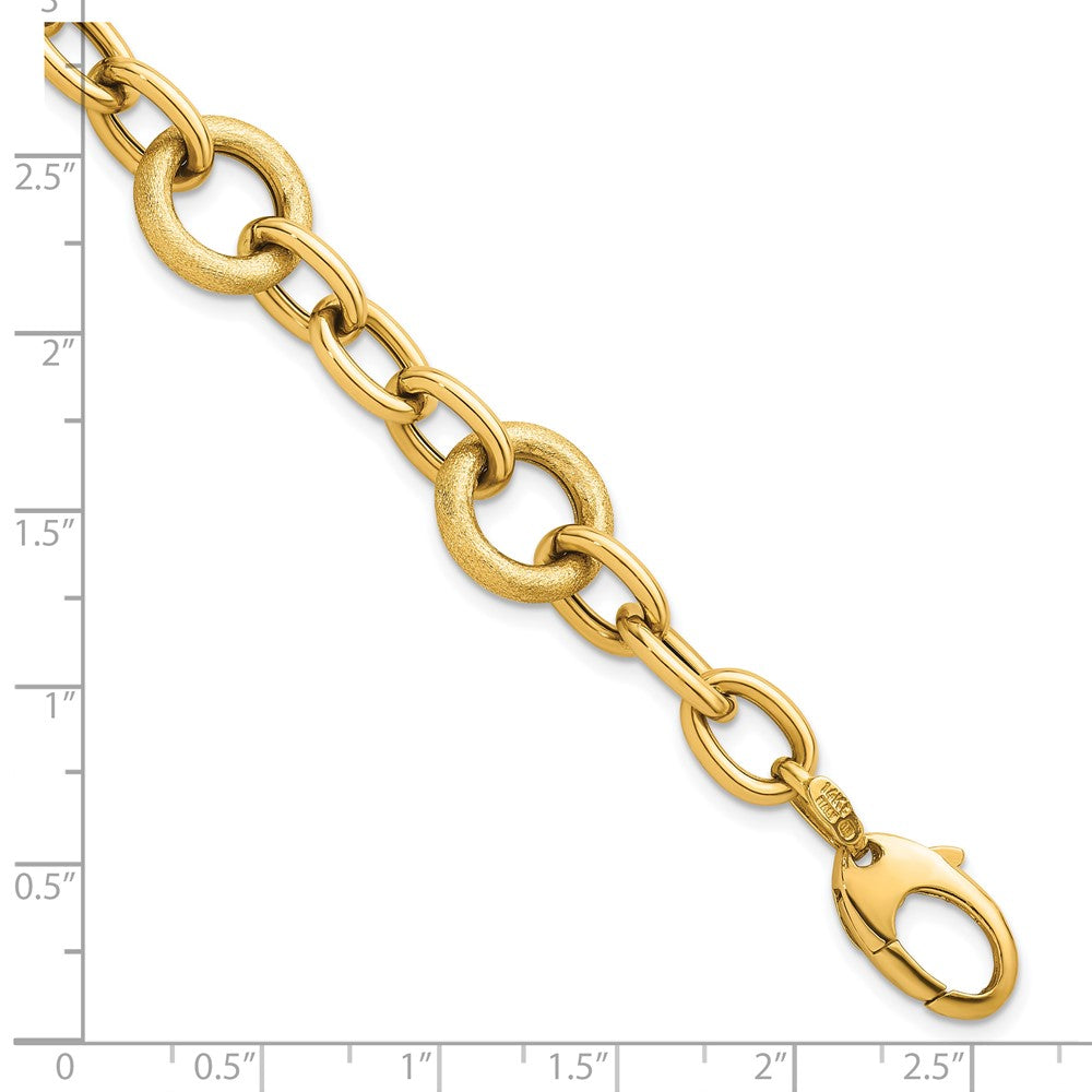 14K Polished and Brushed 7.5in Fancy Link Bracelet