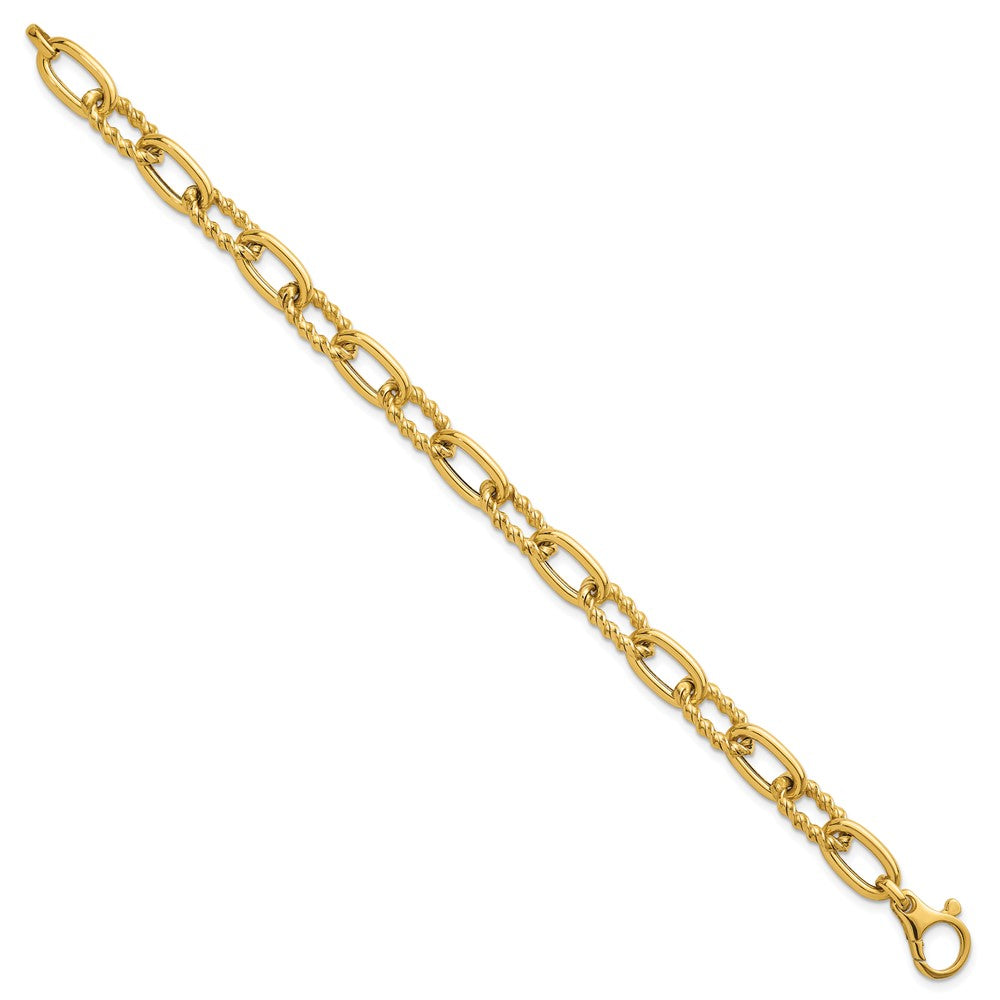 14K Polished Fancy and Twist 7.5in Link Bracelet