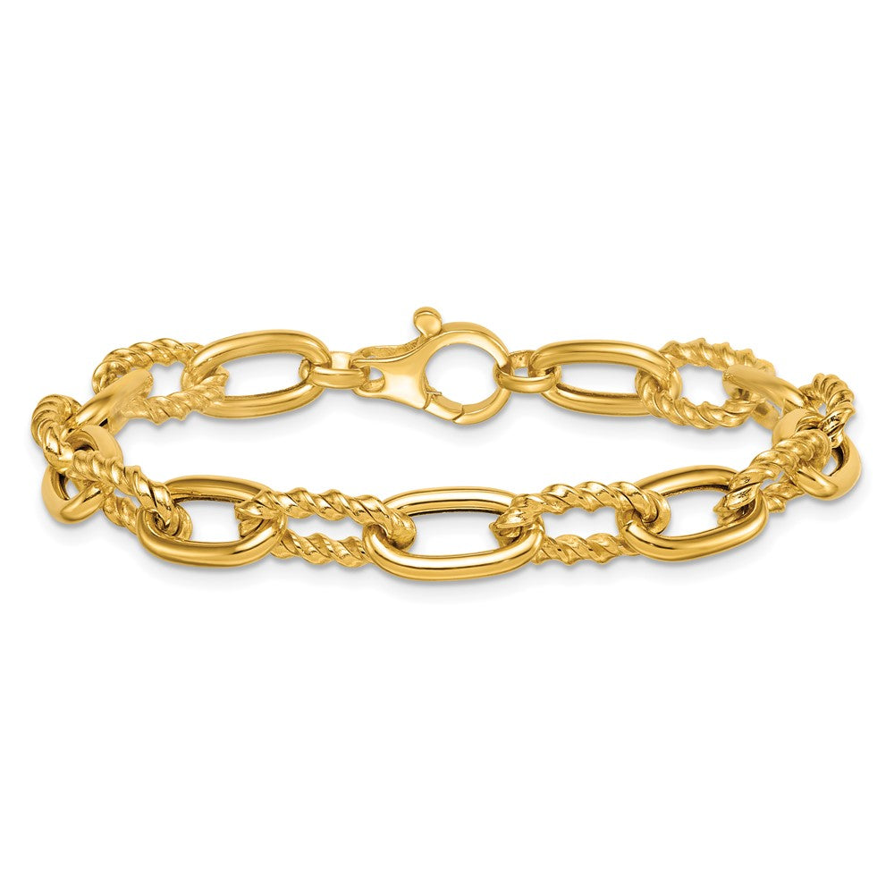 14K Polished Fancy and Twist 7.5in Link Bracelet
