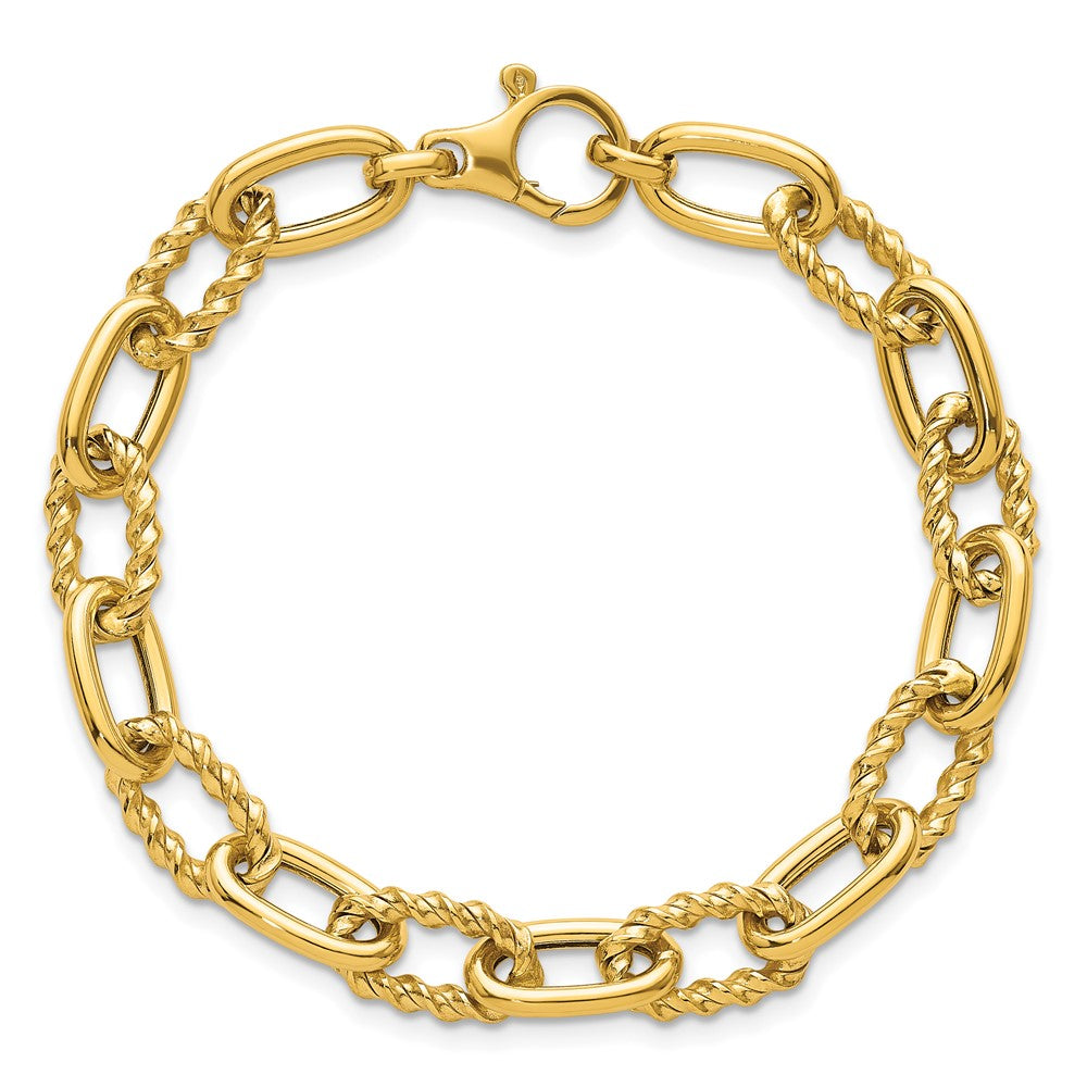 14K Polished Fancy and Twist 7.5in Link Bracelet