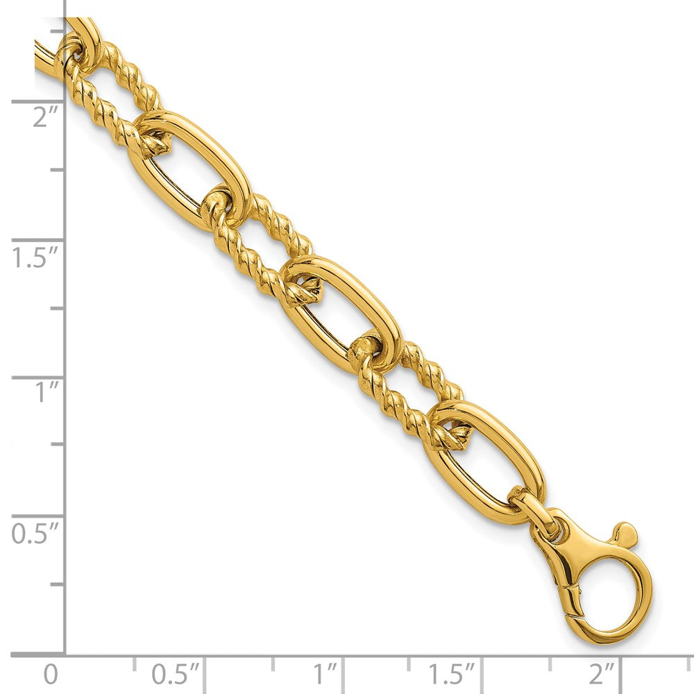 14K Polished Fancy and Twist 7.5in Link Bracelet