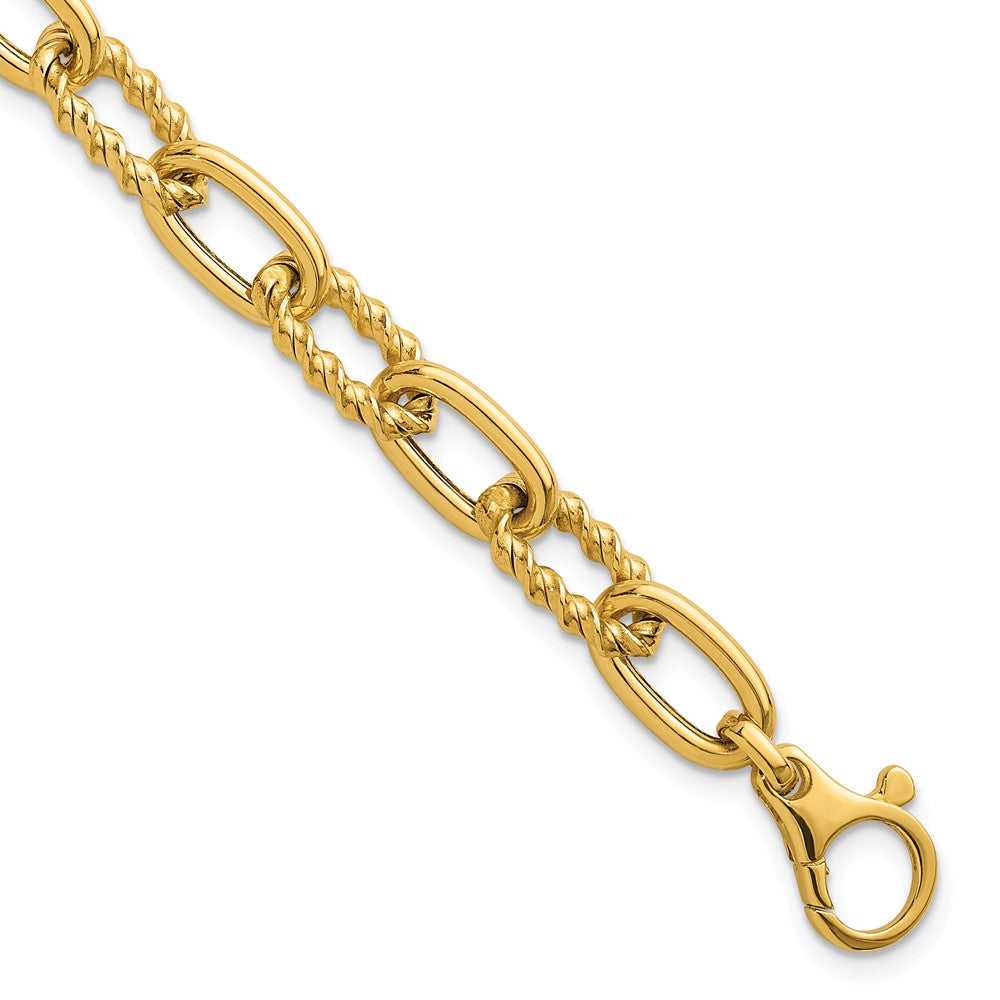 14K Polished Fancy and Twist 7.5in Link Bracelet