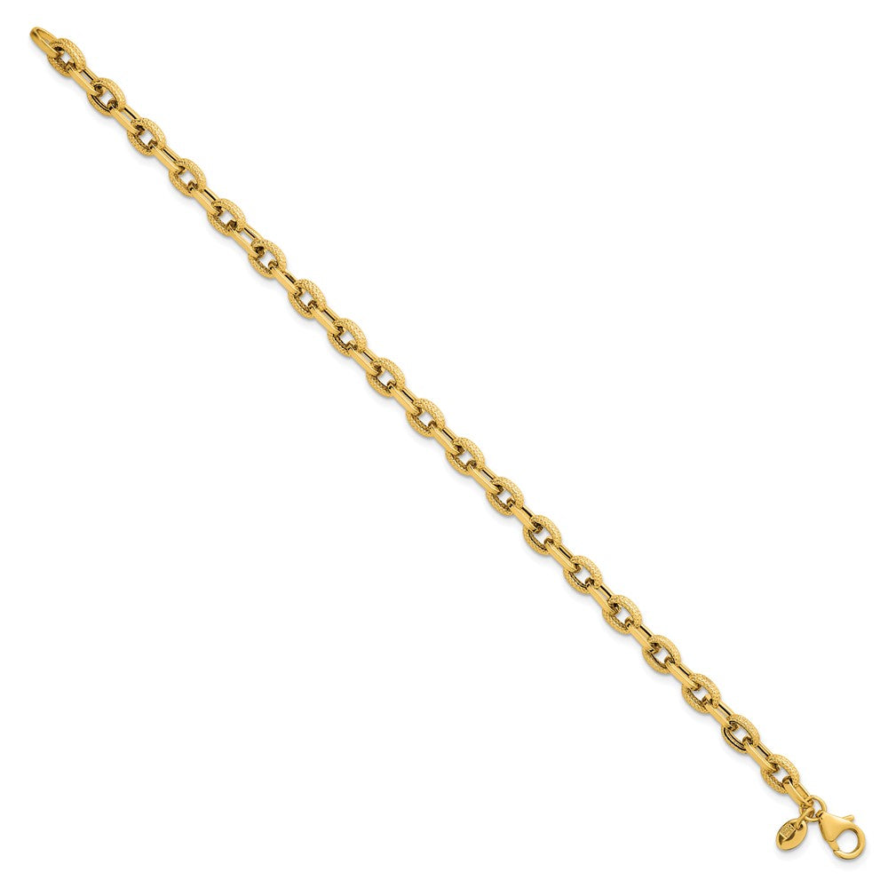 14k Polished and Textured 7.5in Bracelet
