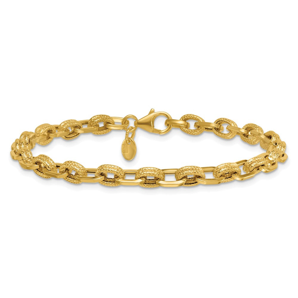 14k Polished and Textured 7.5in Bracelet