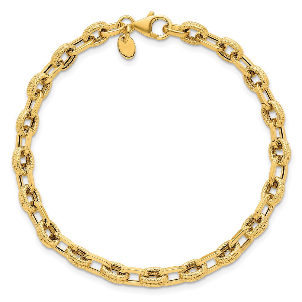14k Polished and Textured 7.5in Bracelet
