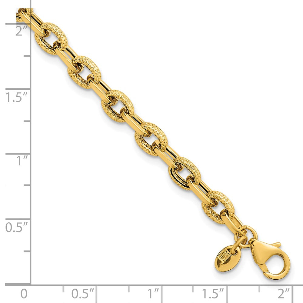 14k Polished and Textured 7.5in Bracelet