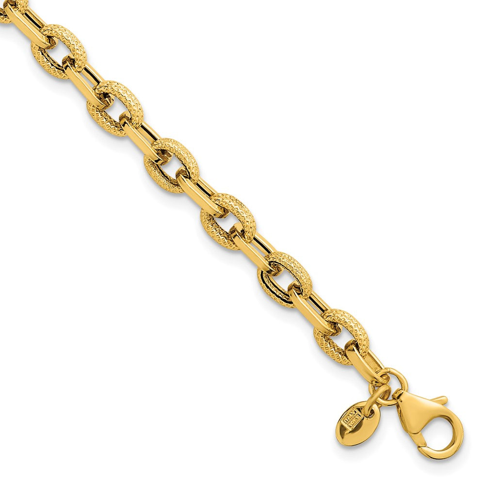 14k Polished and Textured 7.5in Bracelet