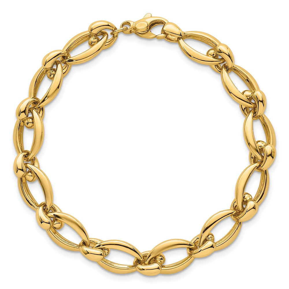 14k Polished Round Fancy Link 8.75mm Bracelet