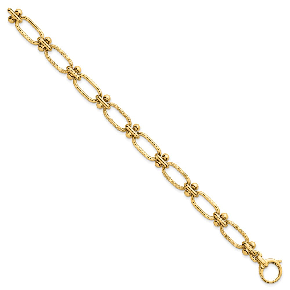 14k Polished Open Textured Fancy Link Bracelet