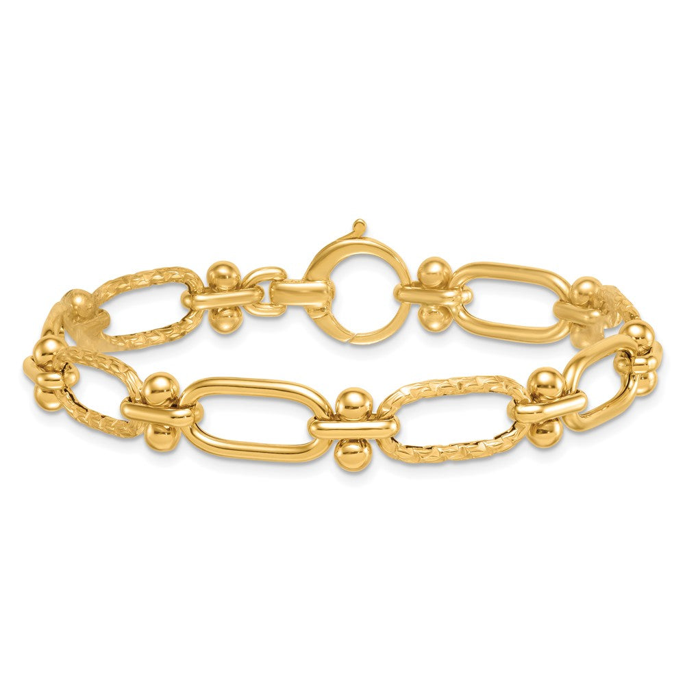 14k Polished Open Textured Fancy Link Bracelet