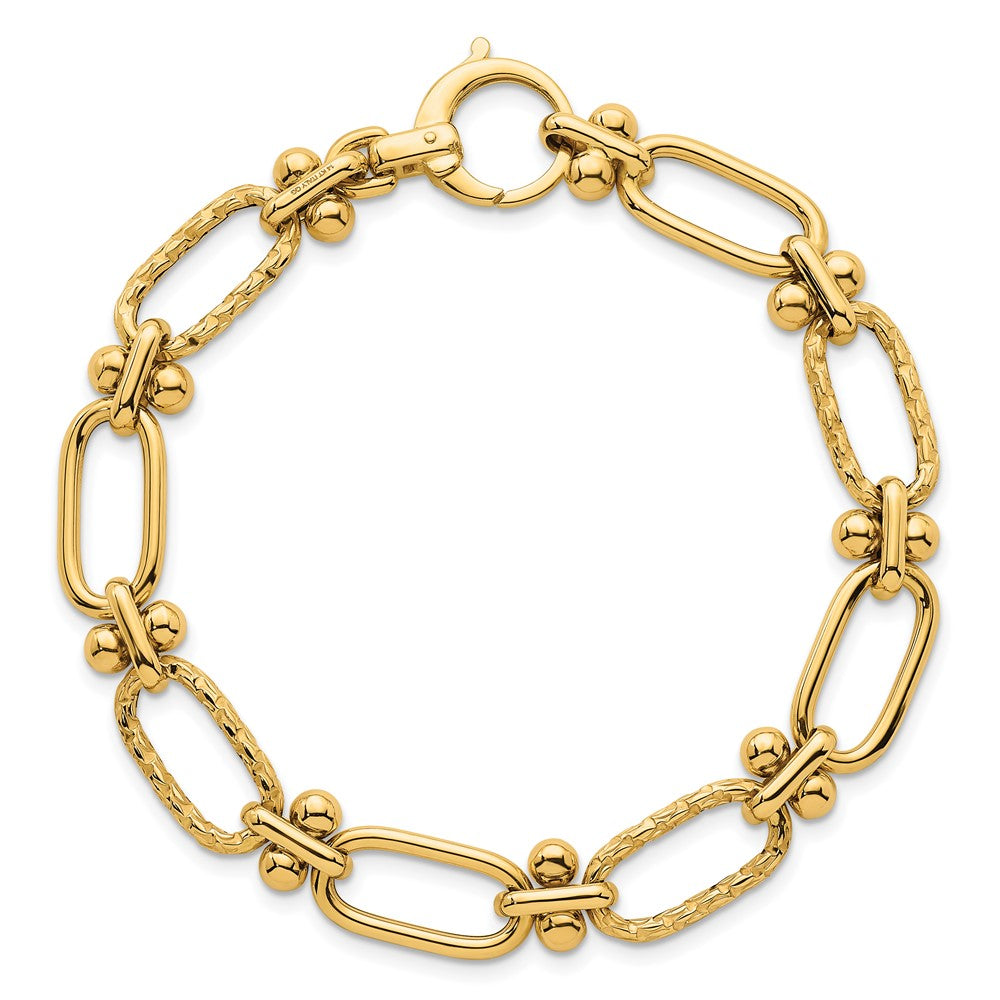 14k Polished Open Textured Fancy Link Bracelet