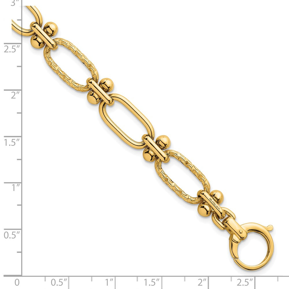 14k Polished Open Textured Fancy Link Bracelet
