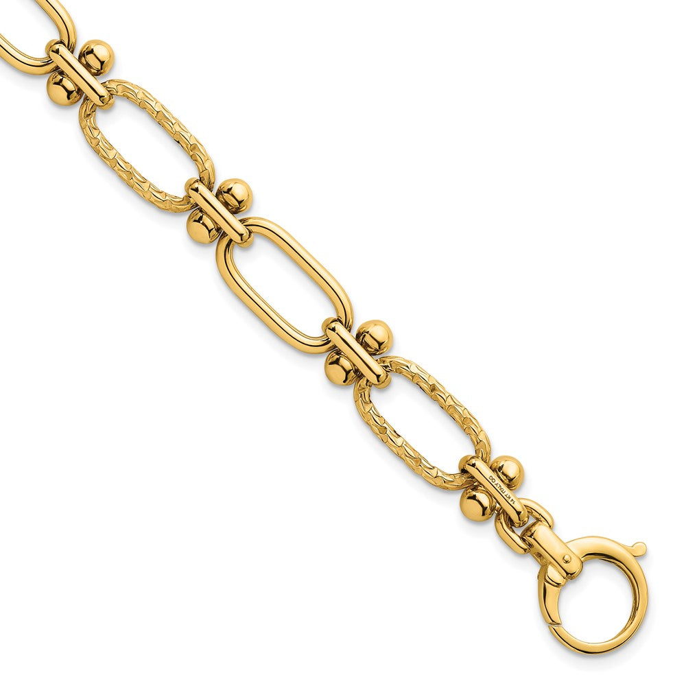 14k Polished Open Textured Fancy Link Bracelet