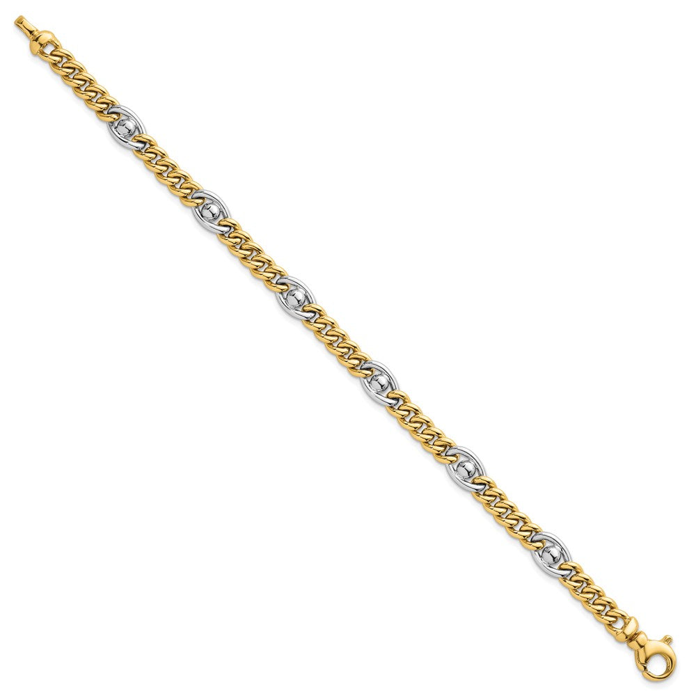 14k Two-tone Polished Fancy Chain Bracelet
