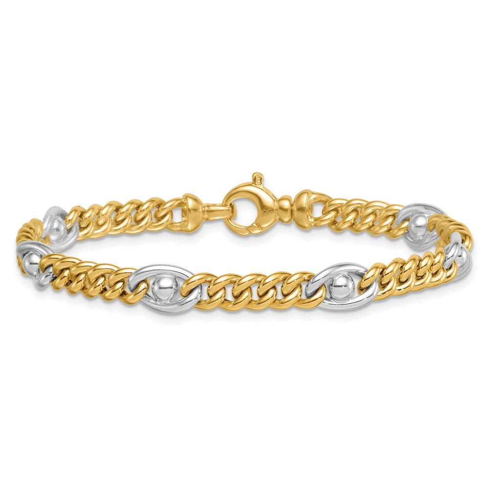 14k Two-tone Polished Fancy Chain Bracelet