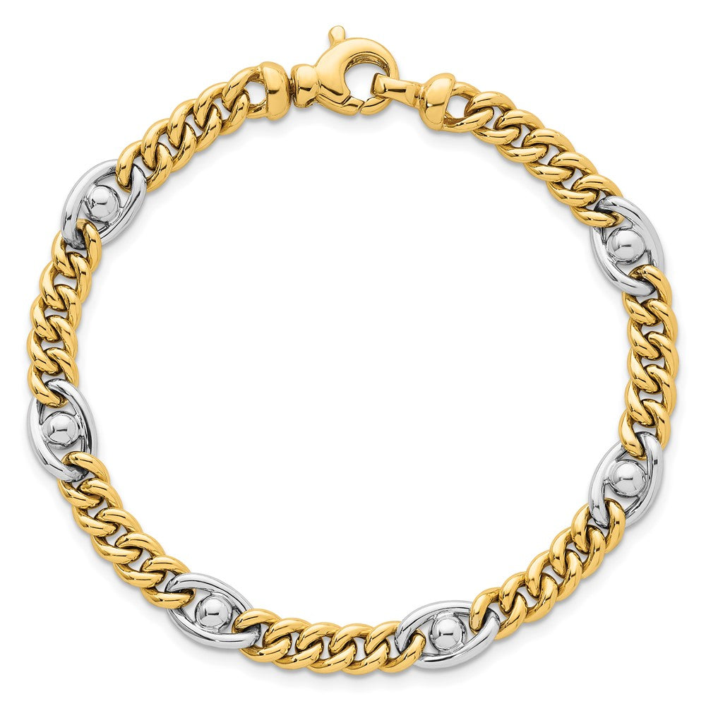 14k Two-tone Polished Fancy Chain Bracelet