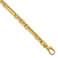 14k Polished and Textured Oval and Circle Link 7.5in Bracelet