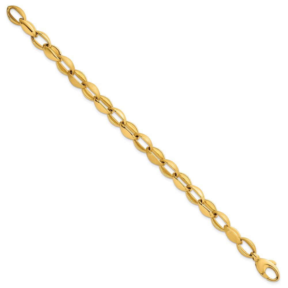 14k Polished And Brushed Fancy Link 8mm Bracelet