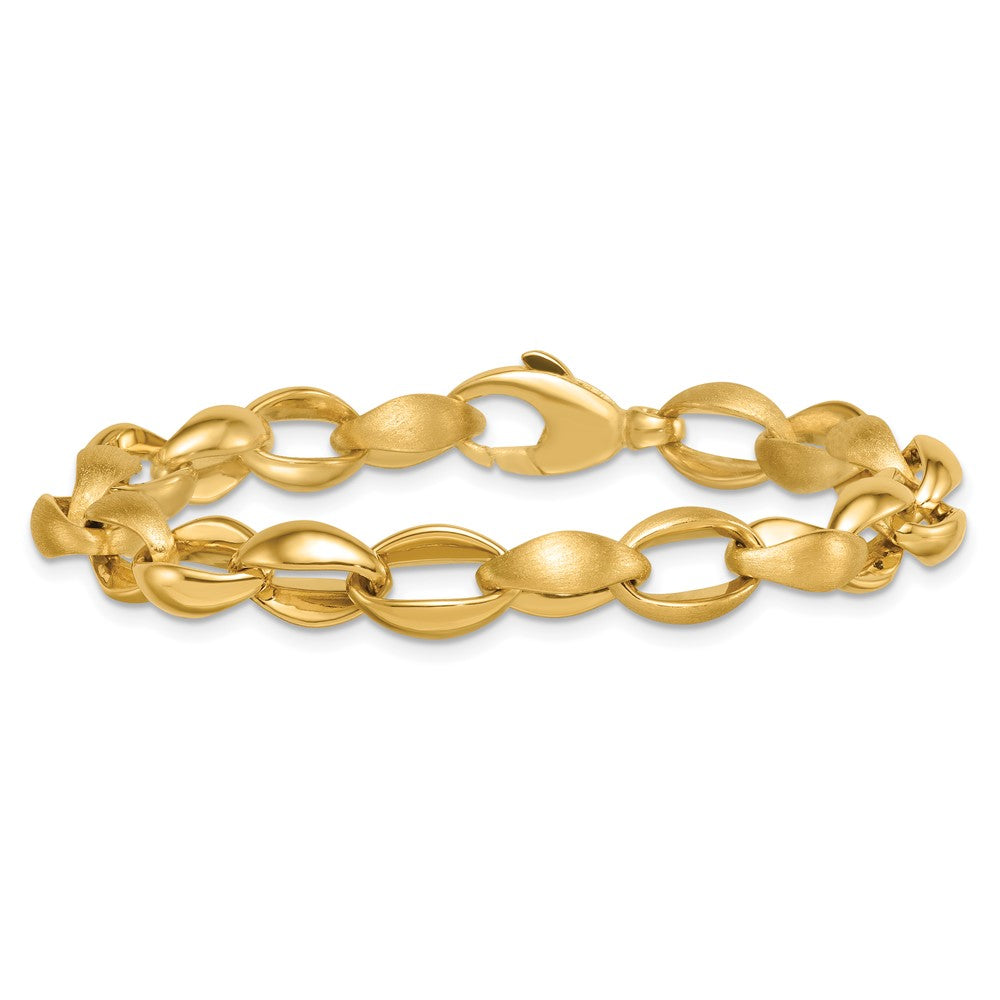 14k Polished And Brushed Fancy Link 8mm Bracelet