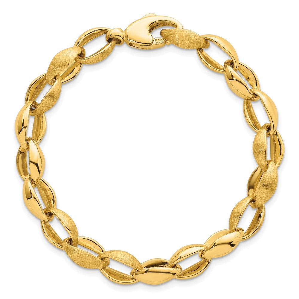 14k Polished And Brushed Fancy Link 8mm Bracelet