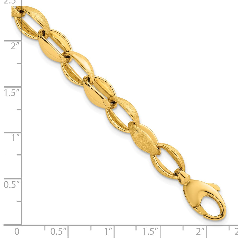 14k Polished And Brushed Fancy Link 8mm Bracelet