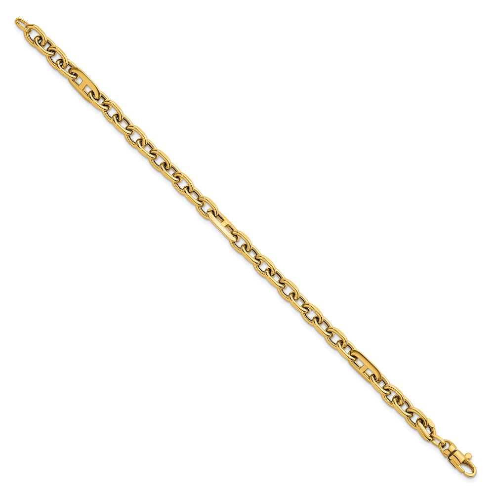 14k Polished Oval and Anchor Link 7.5in Bracelet