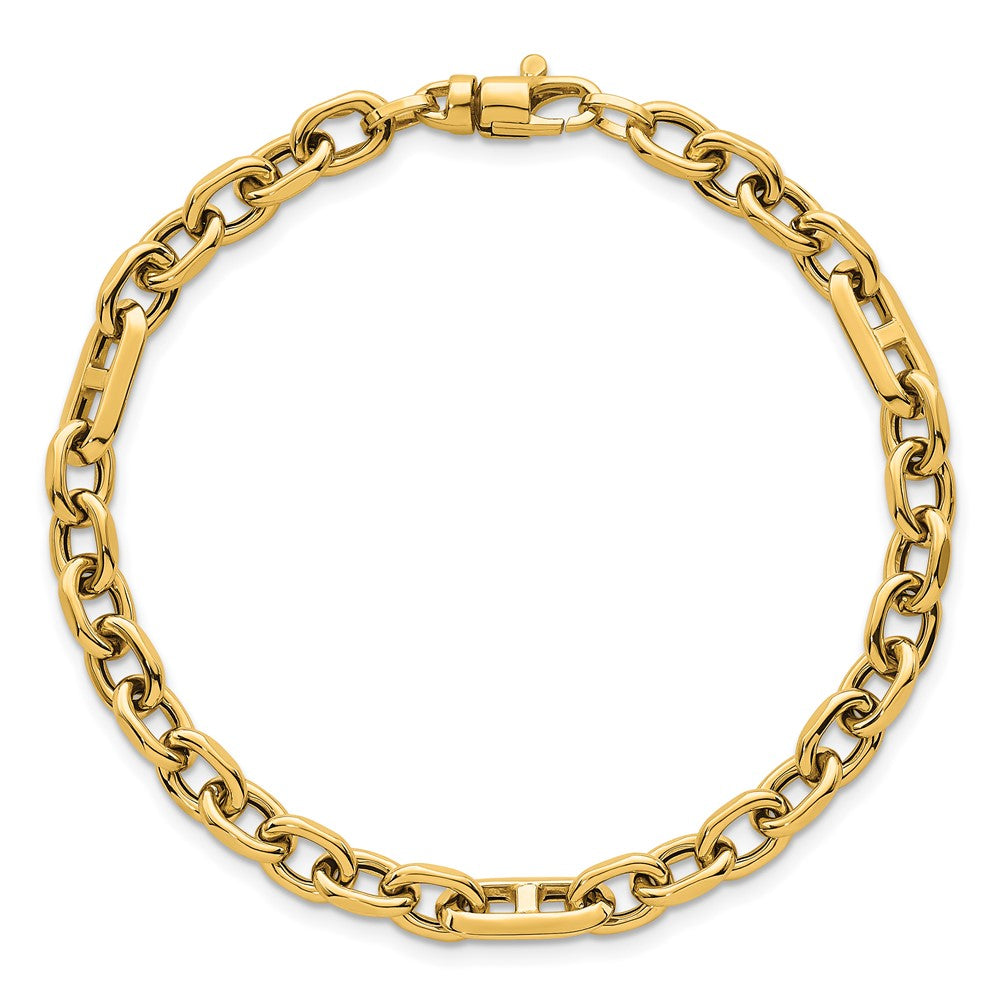 14k Polished Oval and Anchor Link 7.5in Bracelet