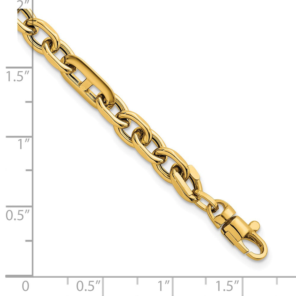 14k Polished Oval and Anchor Link 7.5in Bracelet
