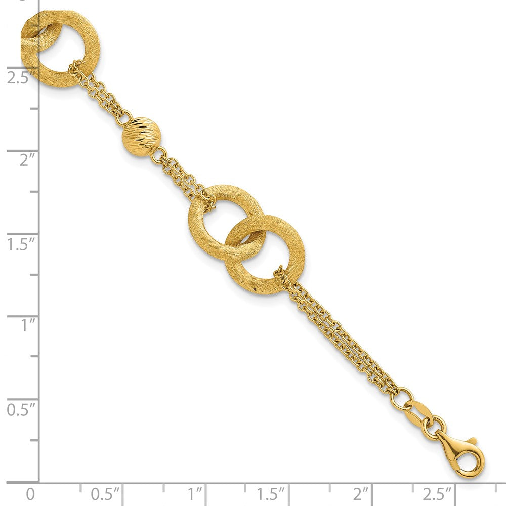 14k Polished And Brushed Double Loop W/.75in Ext Bracelet