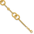 14k Polished And Brushed Double Loop W/.75in Ext Bracelet