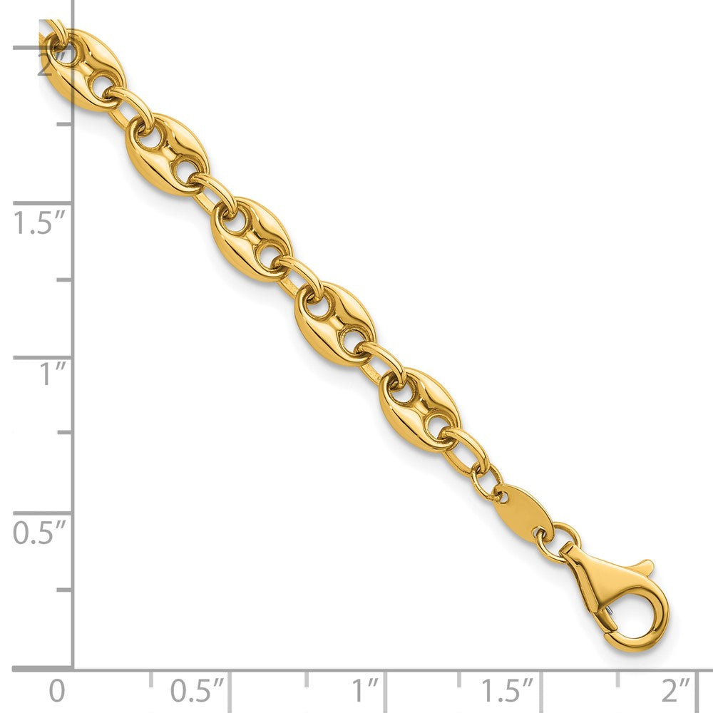 14K Polished Puffed Mariner 7.5 in Bracelet