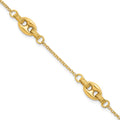 14K Polished and Textured Greek Key 7.25 w/1in ext. Link Bracelet