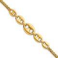 14k Polished Puffed Mariner and Curb Link 7inch Bracelet
