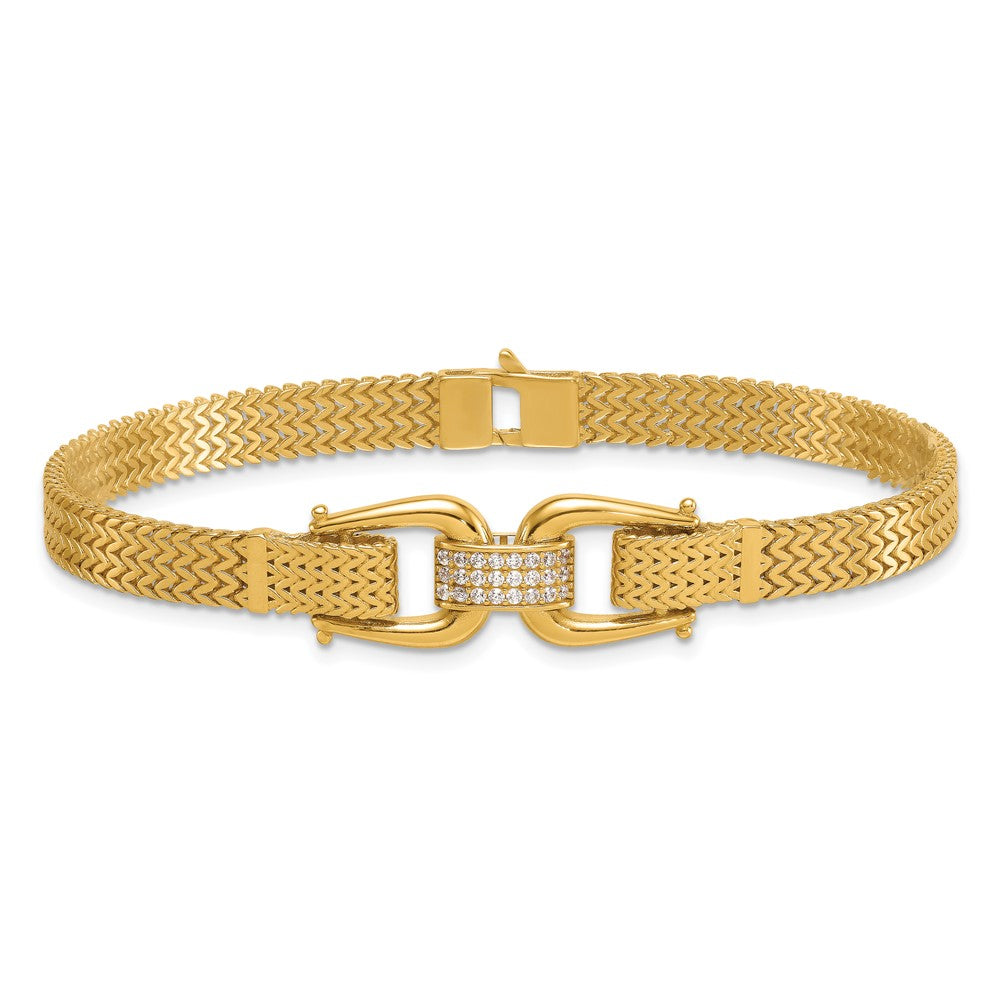 14k Polished Fancy Link w/ CZ 7.5in Bracelet