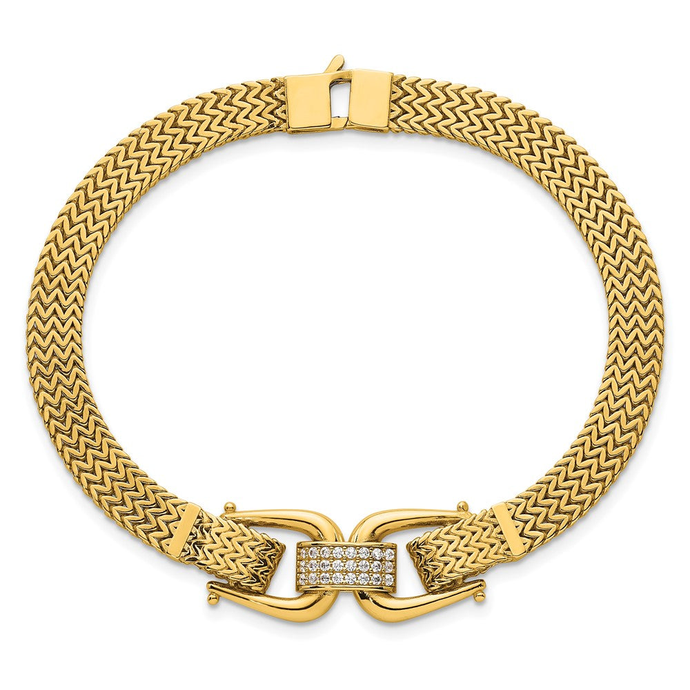14k Polished Fancy Link w/ CZ 7.5in Bracelet